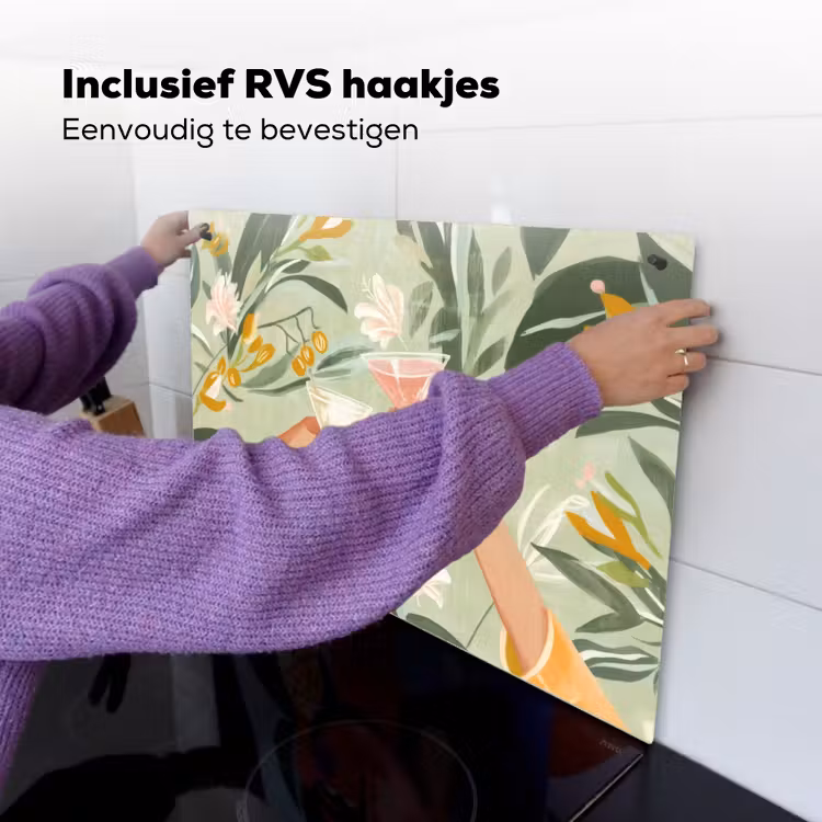 Glazen - Proosten - Bladeren - Groen Inductie beschemer met haakjes klein -ky-ophangen-nl