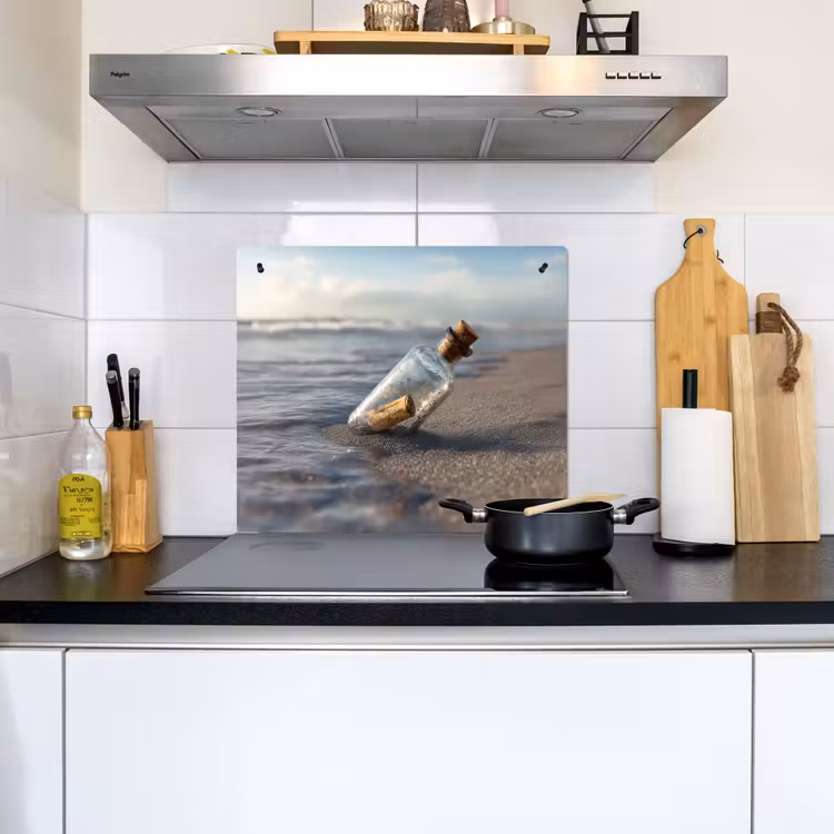 Glazenfles - Post - Zee - Zand Inductie beschemer met haakjes middel -sfeer2