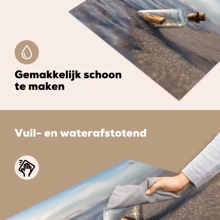 Glazenfles - Post - Zee - Zand Inductie beschemer met haakjes middel -ky-schoon-nl