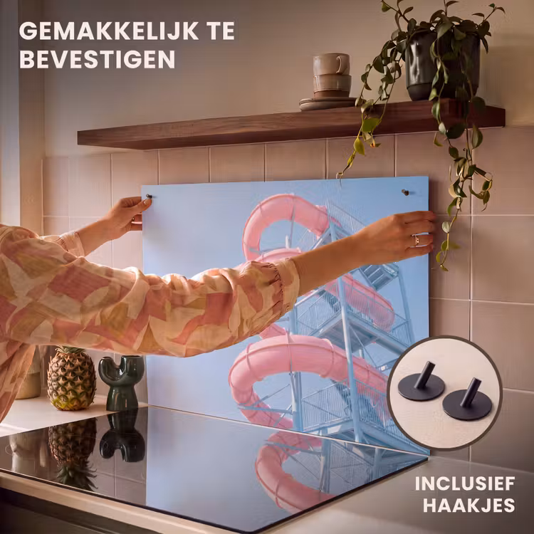 Glijbaan - Waterpark - Spiraal - Modern - Roze Inductie beschemer met haakjes klein -ky-ophangen-nl
