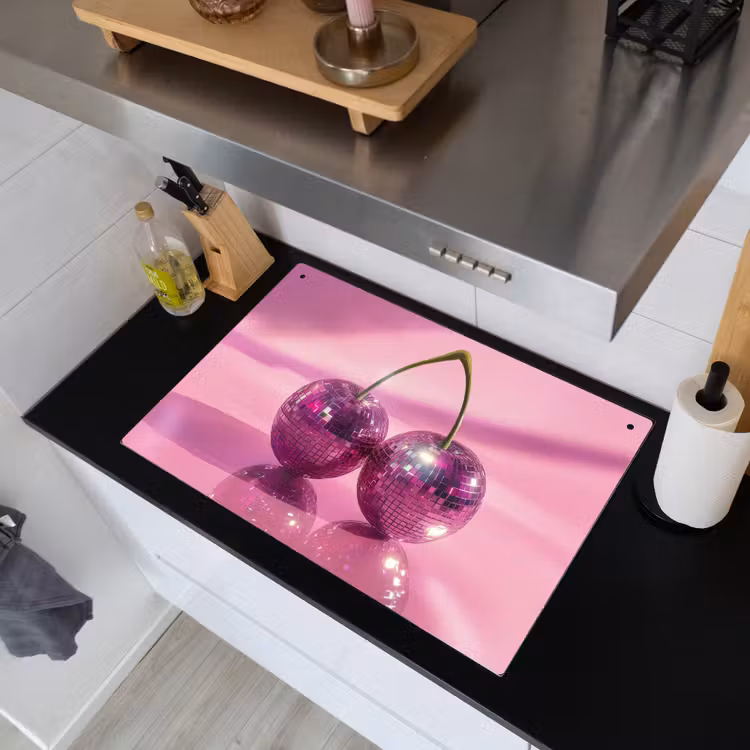 Glitter - Discobol - Roze - Kersen Inductie beschemer met haakjes klein -sfeer1