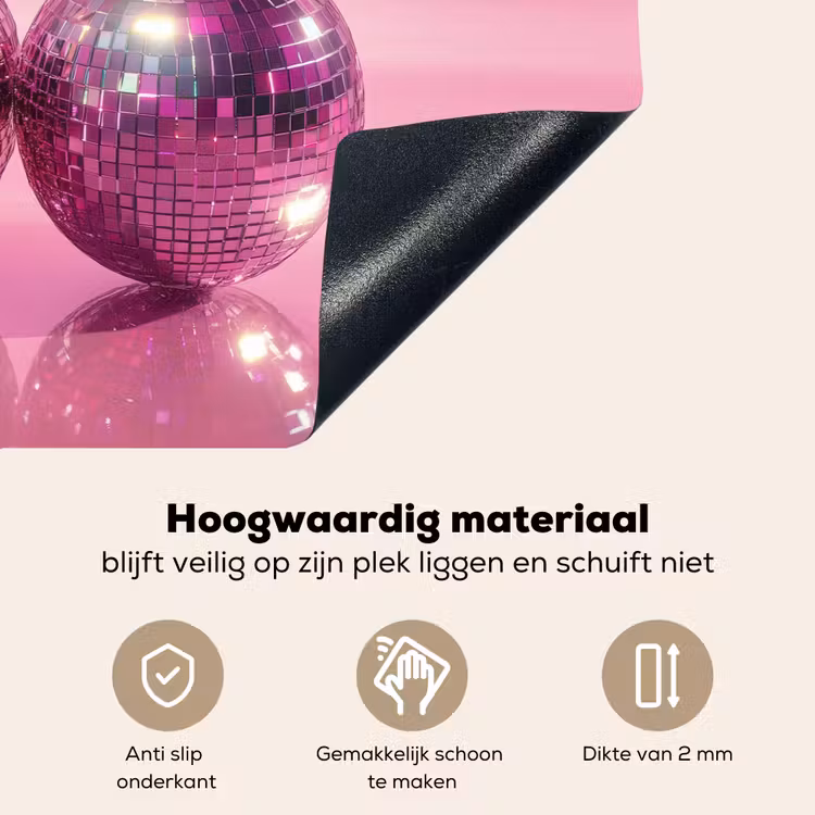 Glitter - Discobol - Roze - Kersen Inductie beschemer met haakjes klein -ky-onderkant-nl