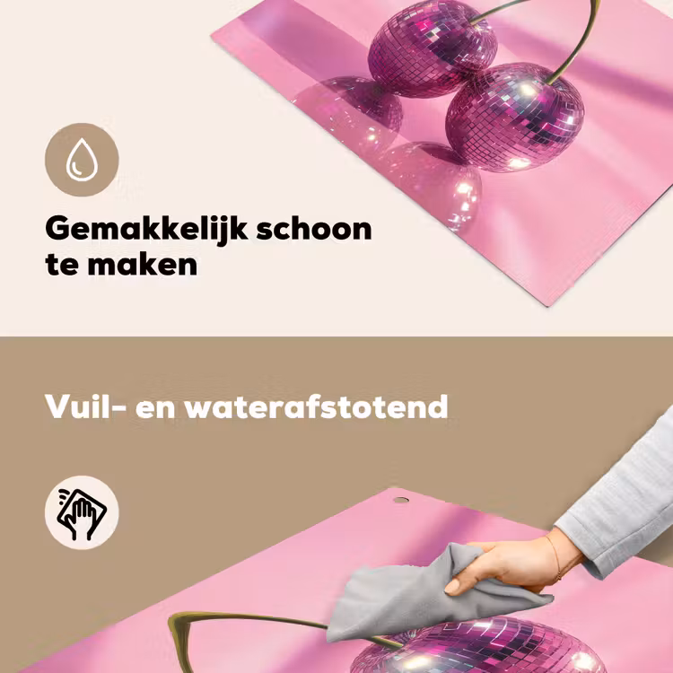 Glitter - Discobol - Roze - Kersen Inductie beschemer met haakjes klein -ky-schoon-nl