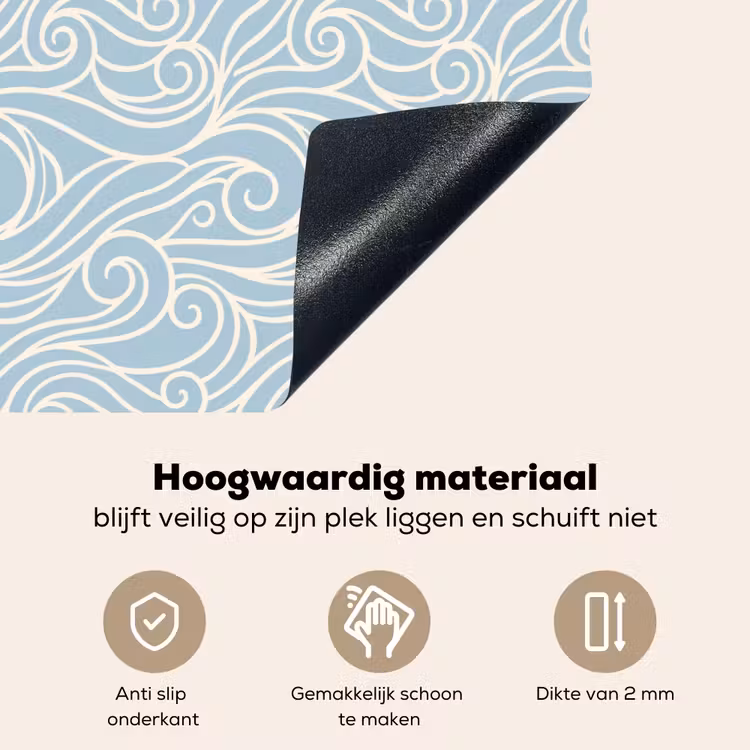 Golf - Abstract - Natuur - Modern - Blauw Inductie beschemer met haakjes klein -ky-onderkant-nl