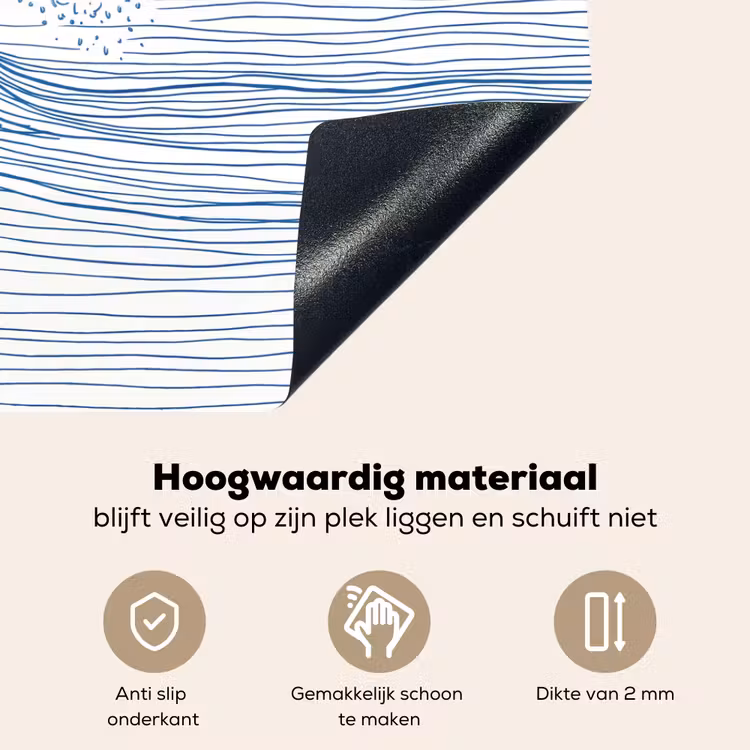 Golf - Brekende - Natuur - Minimalistisch - Blauw Inductie beschemer met haakjes klein -ky-onderkant-nl