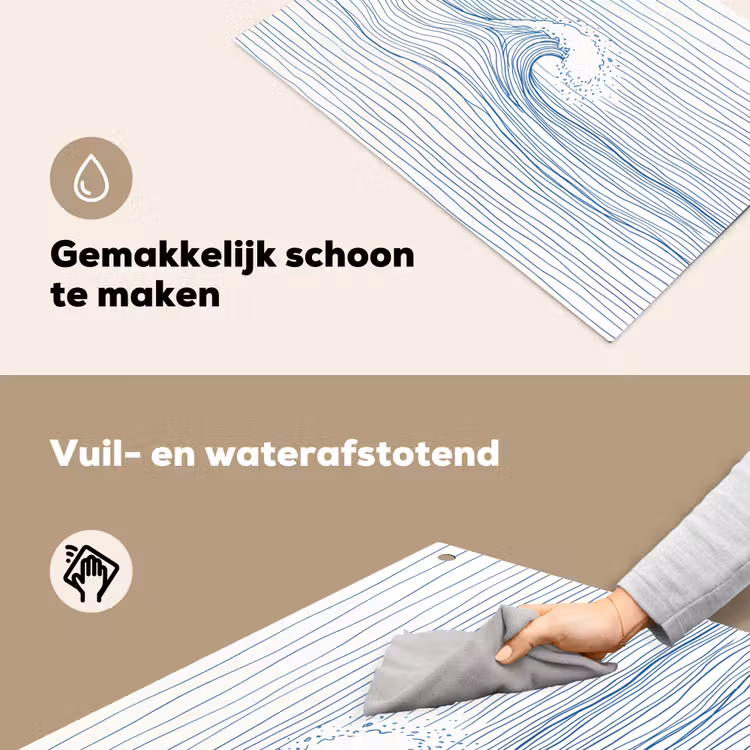 Golf - Brekende - Natuur - Minimalistisch - Blauw Inductie beschemer met haakjes klein -ky-schoon-nl