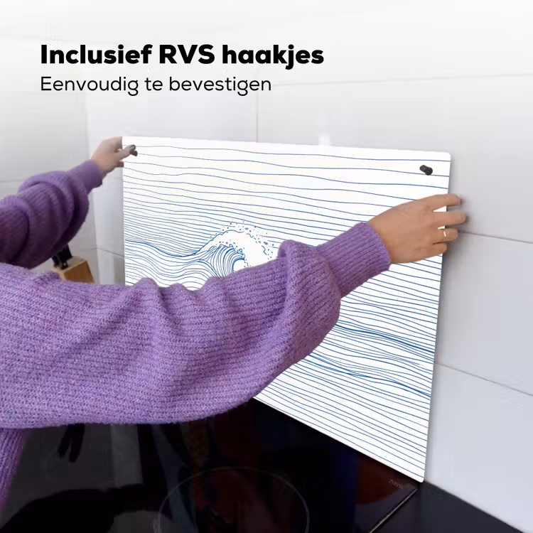 Golf - Brekende - Natuur - Minimalistisch - Blauw Inductie beschemer met haakjes klein -ky-ophangen-nl