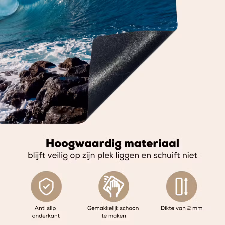 Golf - Oceaan - Brekend - Water - Blauw Inductie beschemer met haakjes klein -ky-onderkant-nl