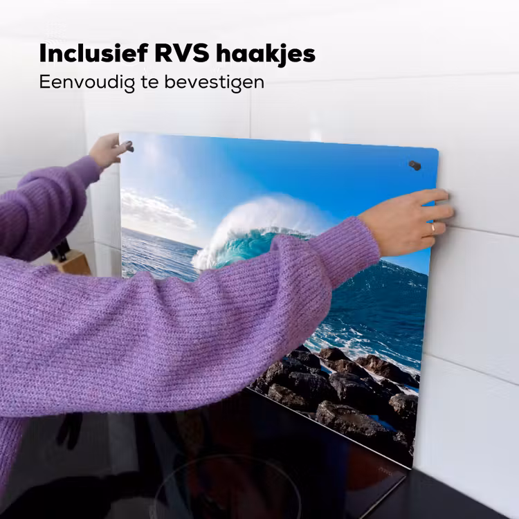 Golf - Oceaan - Brekend - Water - Blauw Inductie beschemer met haakjes klein -ky-ophangen-nl
