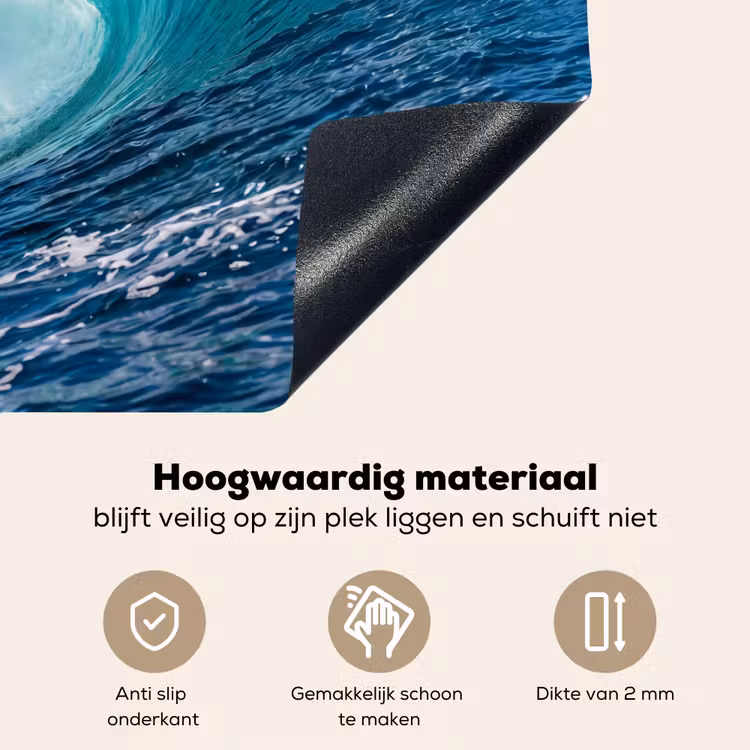 Golf - Oceaan - Water - Dynamisch - Blauw Inductie beschemer met haakjes klein -ky-onderkant-nl