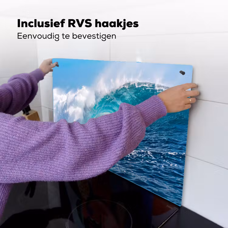 Golf - Oceaan - Water - Dynamisch - Blauw Inductie beschemer met haakjes klein -ky-ophangen-nl