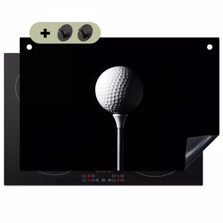 Golfbal - Minimalistisch - Wit Inductie beschemer met haakjes klein -3d