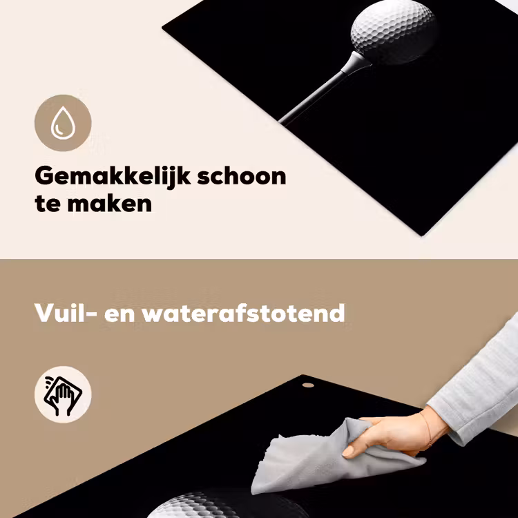 Golfbal - Minimalistisch - Wit Inductie beschemer met haakjes klein -ky-schoon-nl
