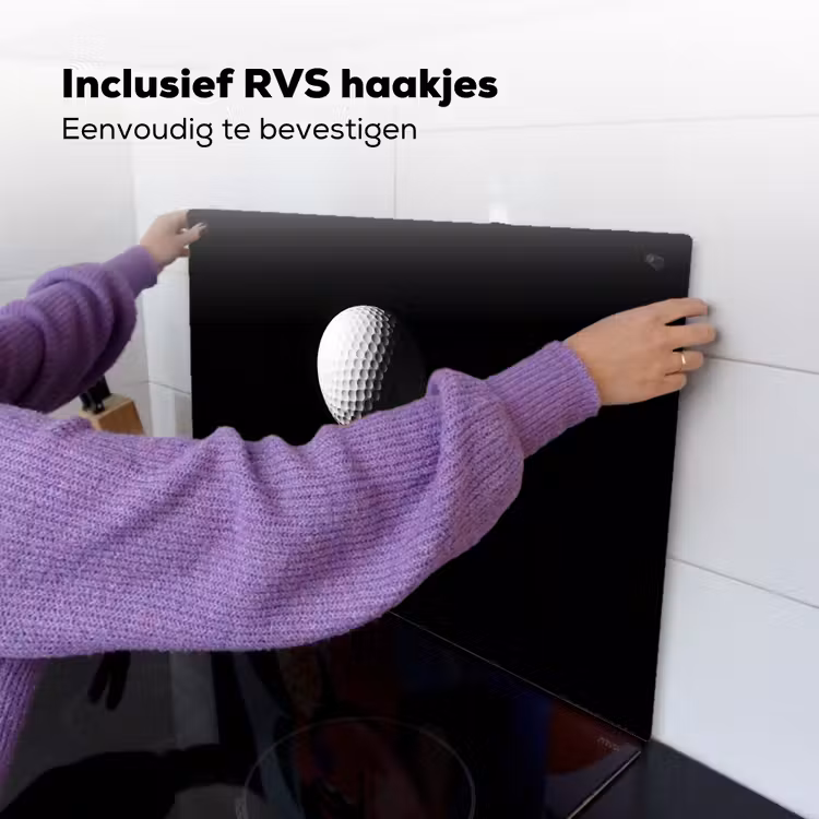 Golfbal - Minimalistisch - Wit Inductie beschemer met haakjes klein -ky-ophangen-nl