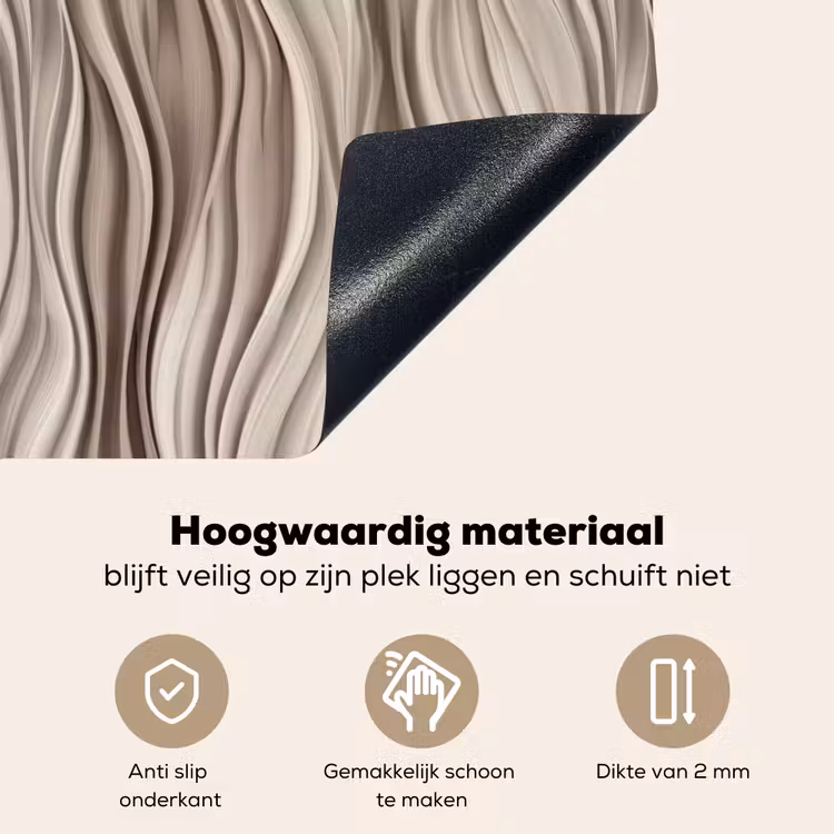 Golven - 3D - Crème Inductie beschemer met haakjes klein 777 -ky-onderkant-nl