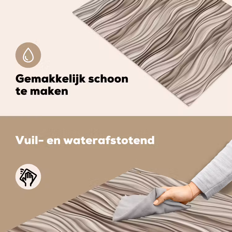 Golven - 3D - Crème Inductie beschemer met haakjes klein 777 -ky-schoon-nl