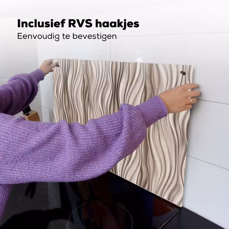 Golven - 3D - Crème Inductie beschemer met haakjes klein 777 -ky-ophangen-nl