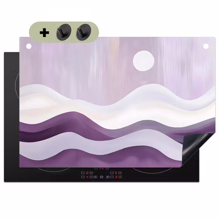 Golven - Heuvels - Abstract - Paars Inductie beschemer met haakjes klein -3d