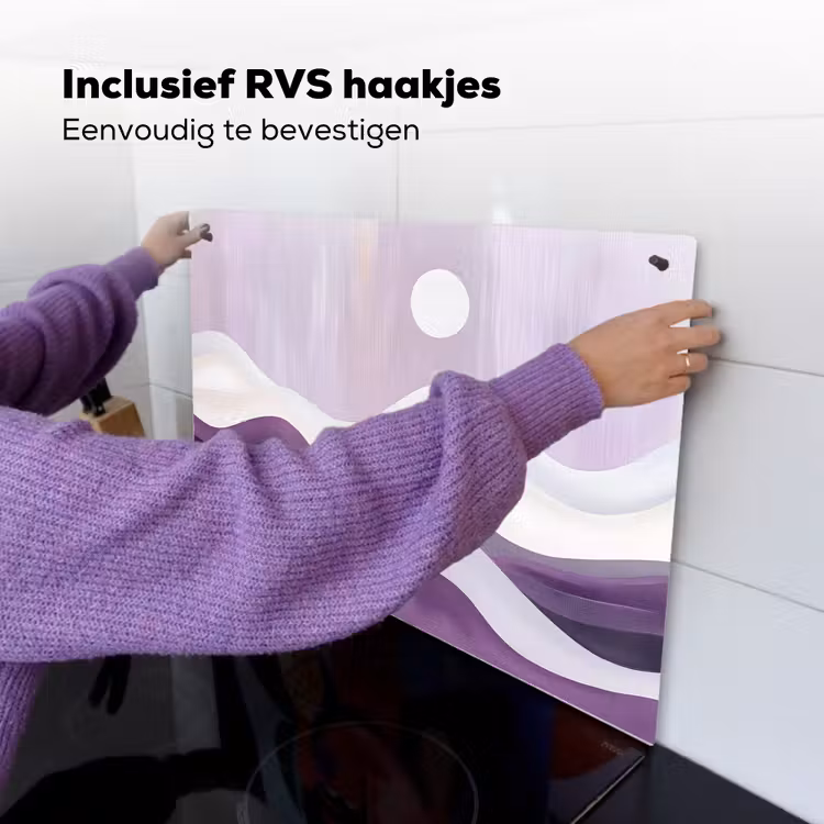 Golven - Heuvels - Abstract - Paars Inductie beschemer met haakjes klein -ky-ophangen-nl