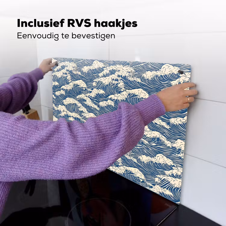 Golven - Klassiek - Blauw Inductie beschemer met haakjes klein 777 -ky-ophangen-nl