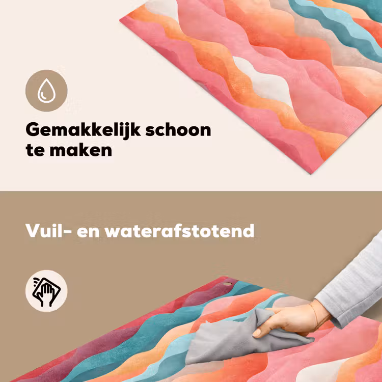 Golven - Kleurrijk - Abstract Inductie beschemer met haakjes middel -ky-schoon-nl