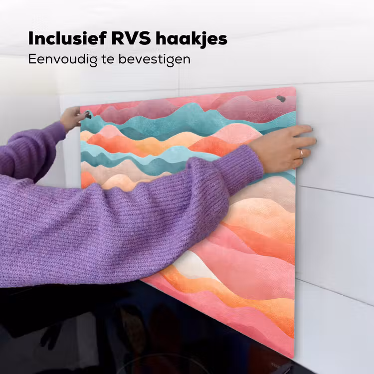 Golven - Kleurrijk - Abstract Inductie beschemer met haakjes middel -ky-ophangen-nl