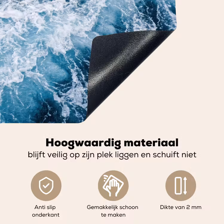 Golven - Oceaan - Blauw Inductie beschemer met haakjes klein -ky-onderkant-nl