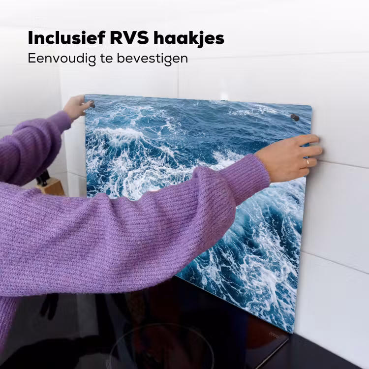Golven - Oceaan - Blauw Inductie beschemer met haakjes klein -ky-ophangen-nl