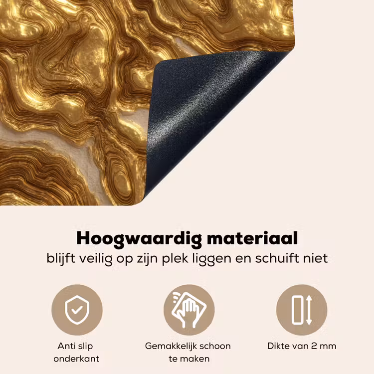 Golven - Organisch - Goud - Crème Inductie beschemer met haakjes klein 777 -ky-onderkant-nl
