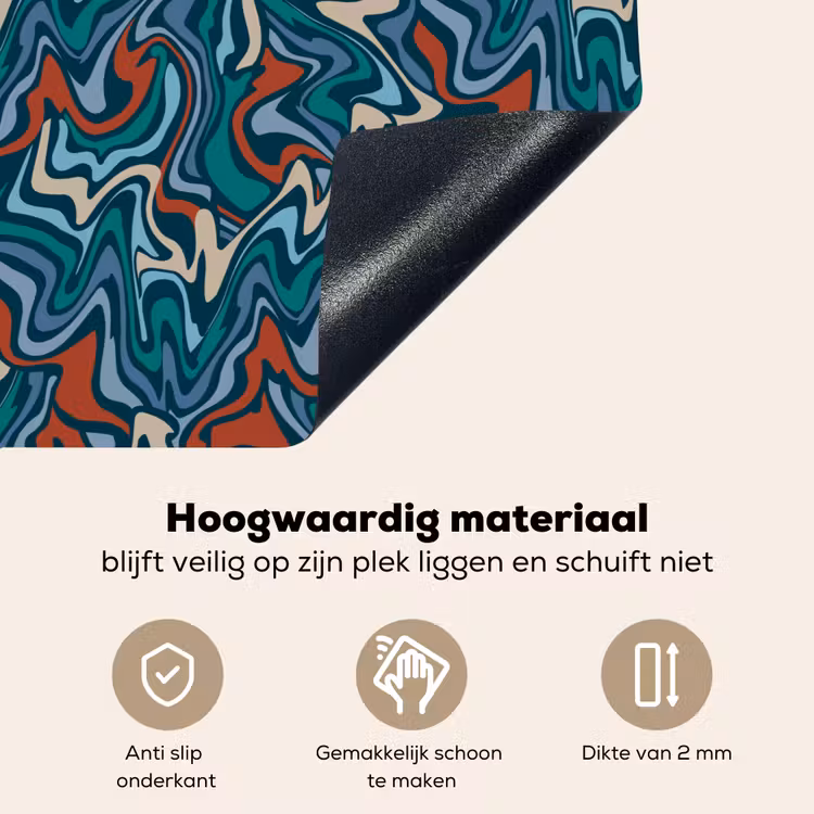 Golven - Retro - Blauw - Patroon Inductie beschemer met haakjes klein 777 -ky-onderkant-nl