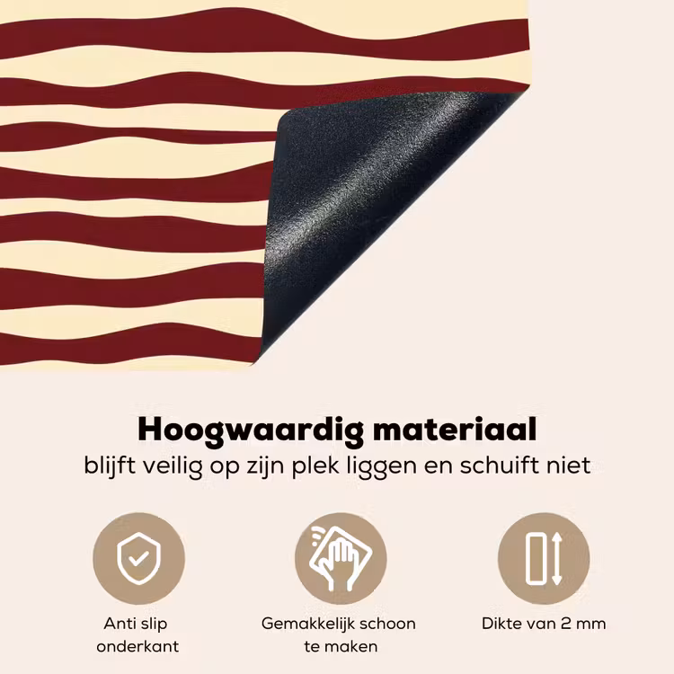 Golven - Rood - Patroon - Crème Inductie beschemer met haakjes klein 777 -ky-onderkant-nl