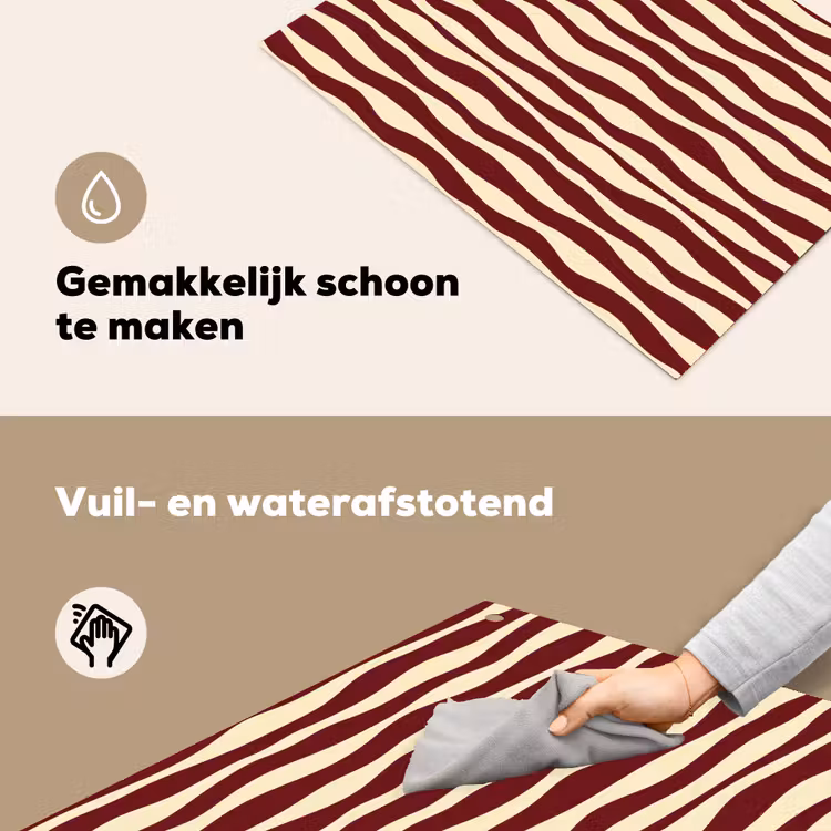 Golven - Rood - Patroon - Crème Inductie beschemer met haakjes klein 777 -ky-schoon-nl