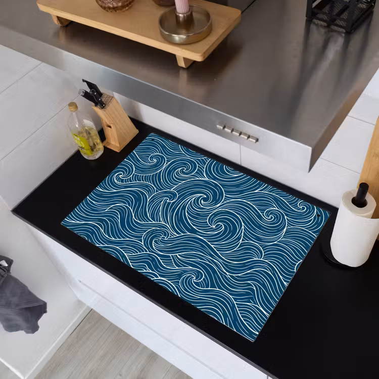 Golven - Spiraal - Water - Abstract - Blauw Inductie beschemer met haakjes klein -sfeer1