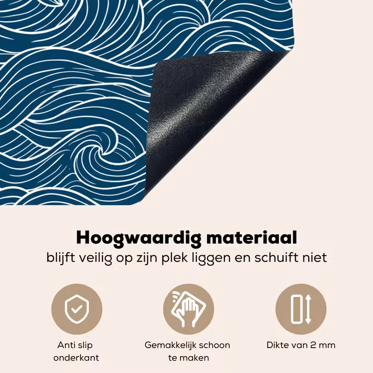 Golven - Spiraal - Water - Abstract - Blauw Inductie beschemer met haakjes klein -ky-onderkant-nl