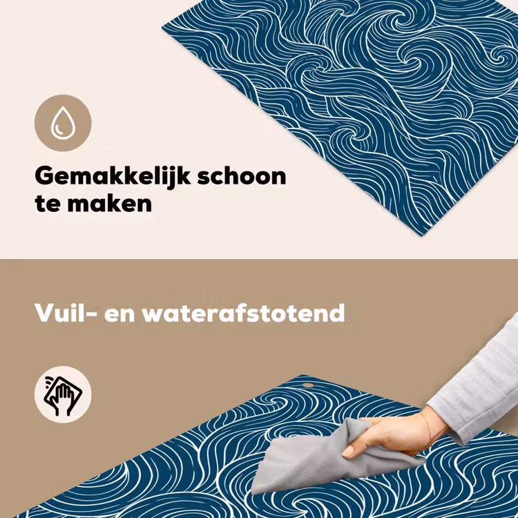 Golven - Spiraal - Water - Abstract - Blauw Inductie beschemer met haakjes klein -ky-schoon-nl