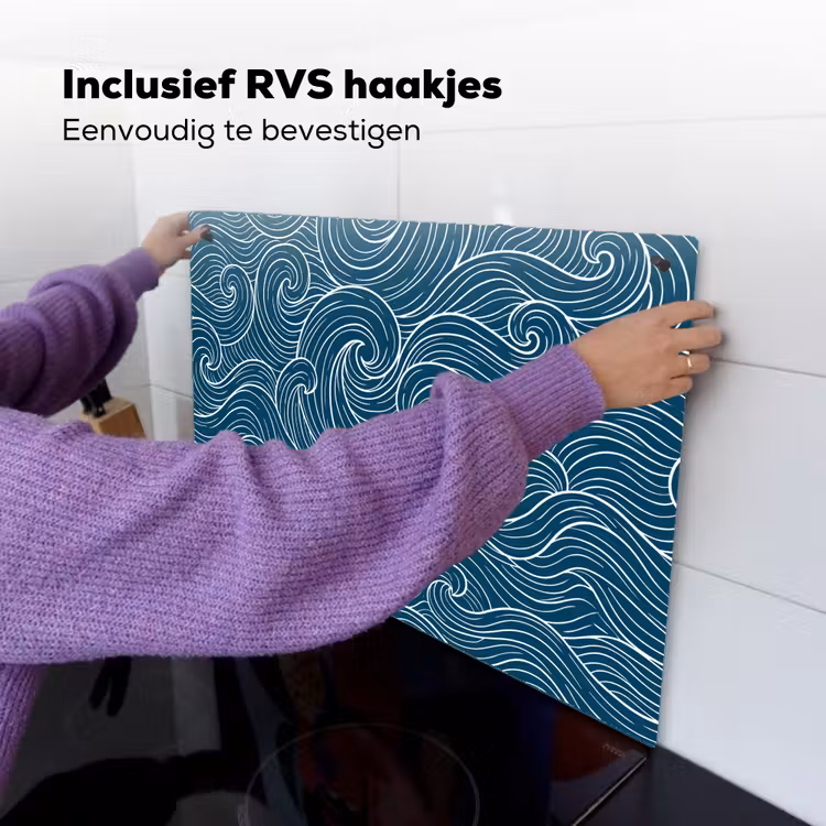 Golven - Spiraal - Water - Abstract - Blauw Inductie beschemer met haakjes klein -ky-ophangen-nl