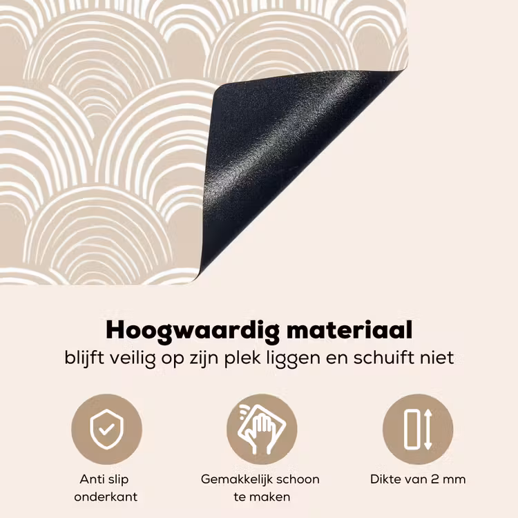 Golven - Structuur - Beige Inductie beschemer met haakjes klein 777 -ky-onderkant-nl