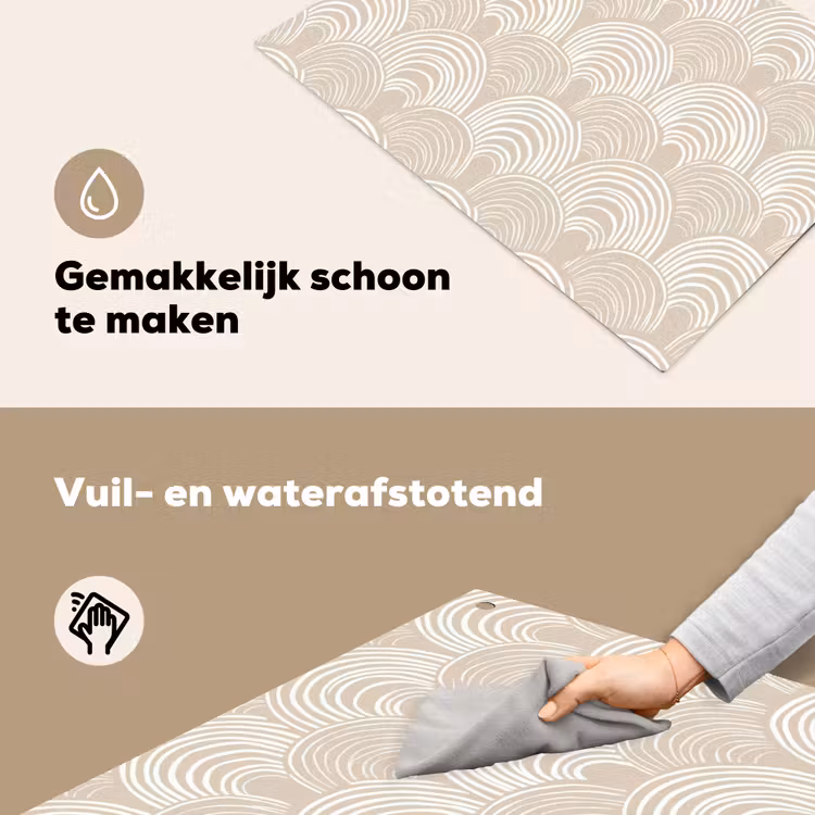 Golven - Structuur - Beige Inductie beschemer met haakjes klein 777 -ky-schoon-nl