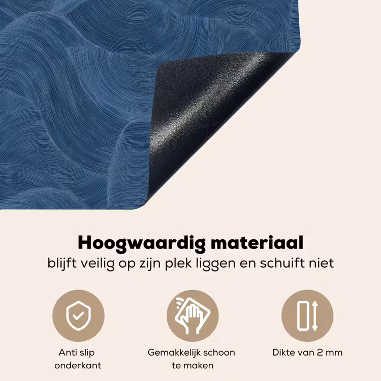 Golven - Textuur - Patroon - Blauw Inductie beschemer met haakjes klein 777 -ky-onderkant-nl