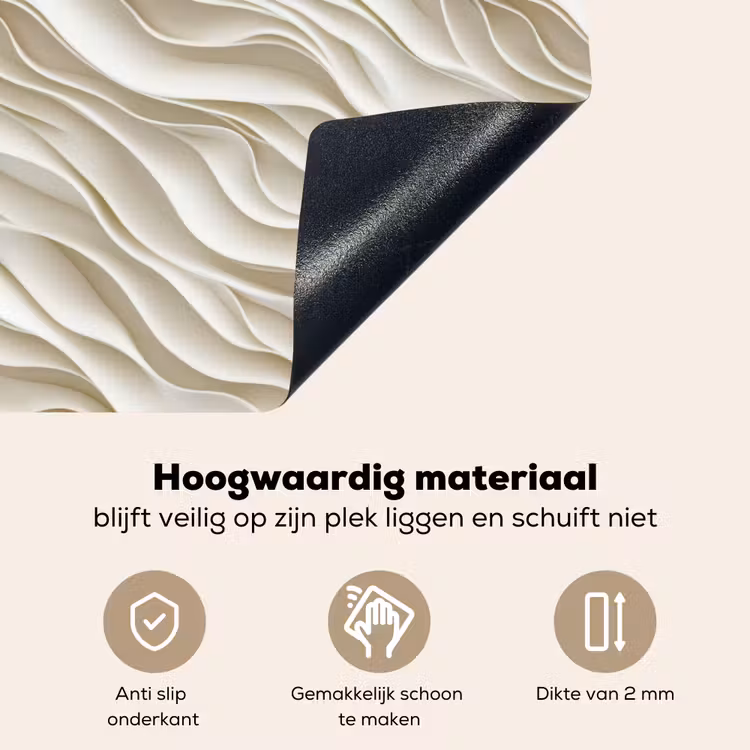 Golven - Wit - Minimalistisch Inductie beschemer met haakjes klein 777 -ky-onderkant-nl