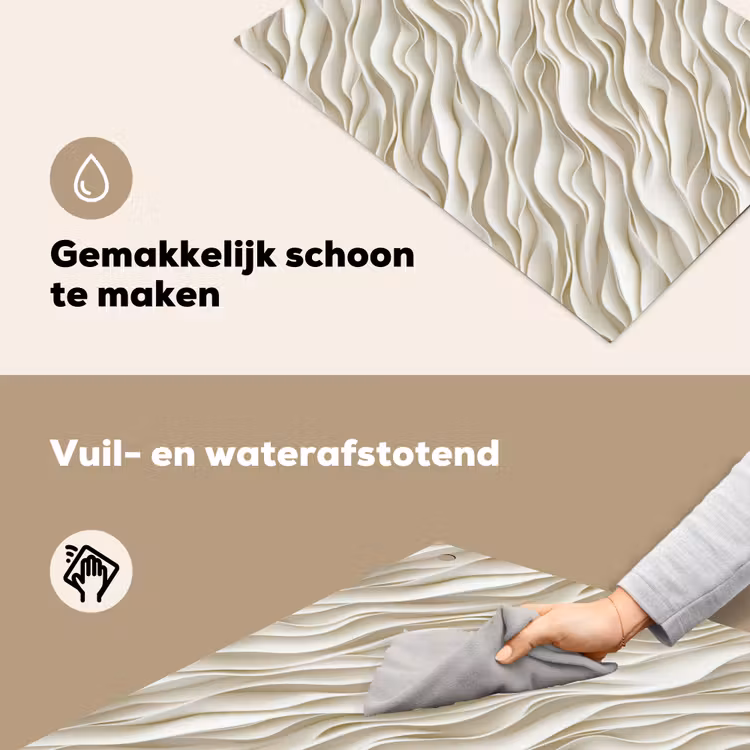 Golven - Wit - Minimalistisch Inductie beschemer met haakjes klein 777 -ky-schoon-nl