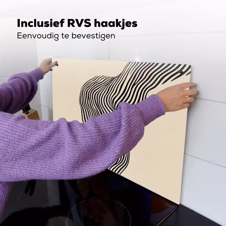 Golvend - Lijnen - Abstract - Silhouet Inductie beschemer met haakjes klein -ky-ophangen-nl
