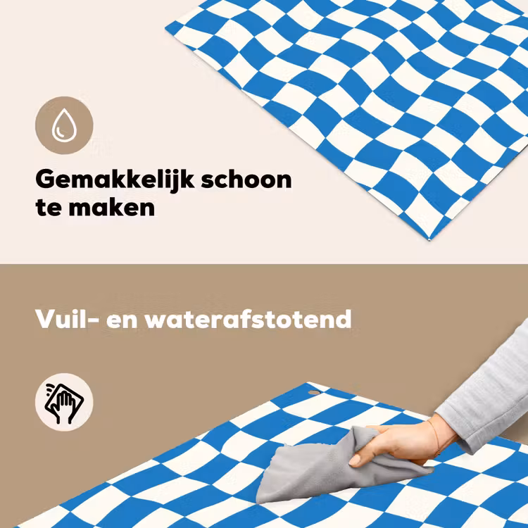 Golvend - Patroon - Blauw Inductie beschemer met haakjes klein 777 -ky-schoon-nl