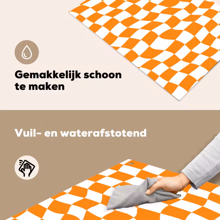 Golvend - Patroon - Oranje Inductie beschemer met haakjes klein 777 -ky-schoon-nl