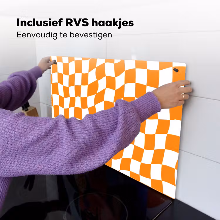 Golvend - Patroon - Oranje Inductie beschemer met haakjes klein 777 -ky-ophangen-nl
