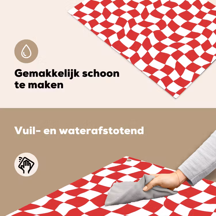 Golvend - Patroon - Rood Inductie beschemer met haakjes klein 777 -ky-schoon-nl