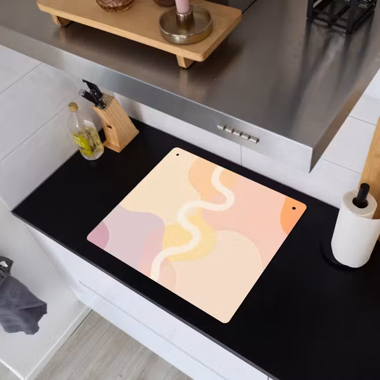 Golvende vormen - Abstract - pastel Inductie beschemer met haakjes middel -sfeer1
