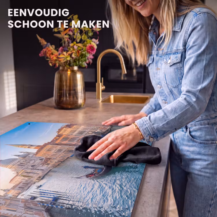Gondel - Venetië - Kanaal - Stadsgezicht - Avondlicht Inductie beschemer met haakjes klein -ky-schoon-nl