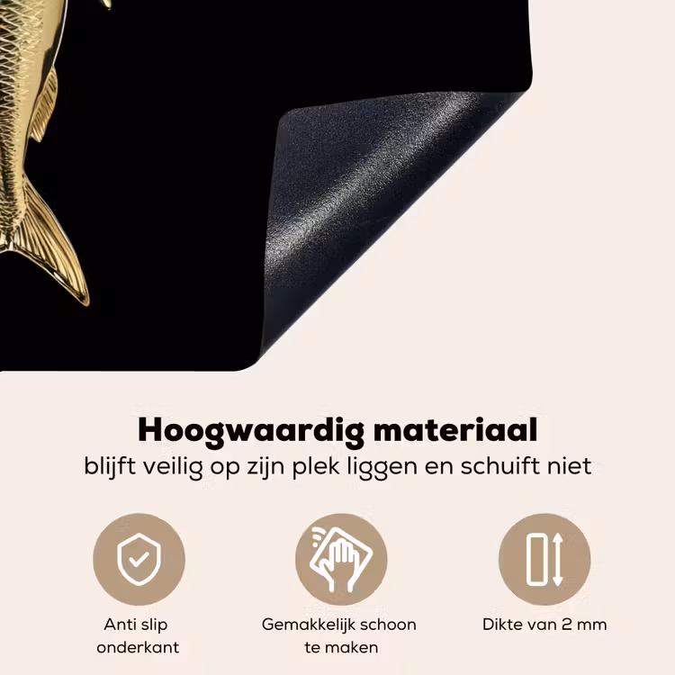 Goud - Vis - Haak - Zwart Inductie beschemer met haakjes klein -ky-onderkant-nl