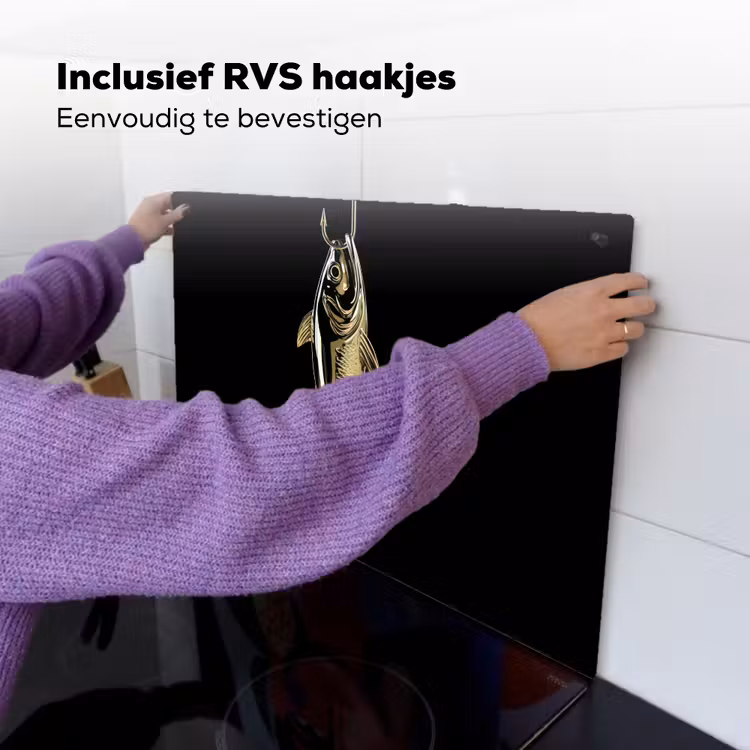 Goud - Vis - Haak - Zwart Inductie beschemer met haakjes klein -ky-ophangen-nl